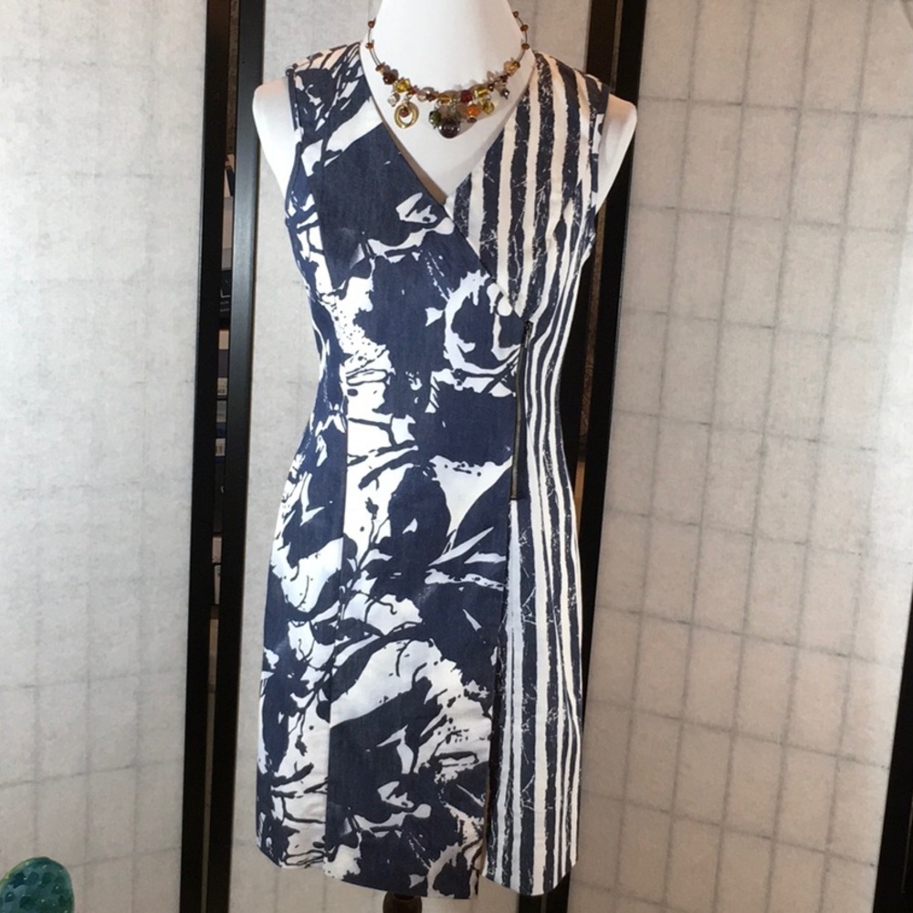 Donna Degnan blue/white zipper dress